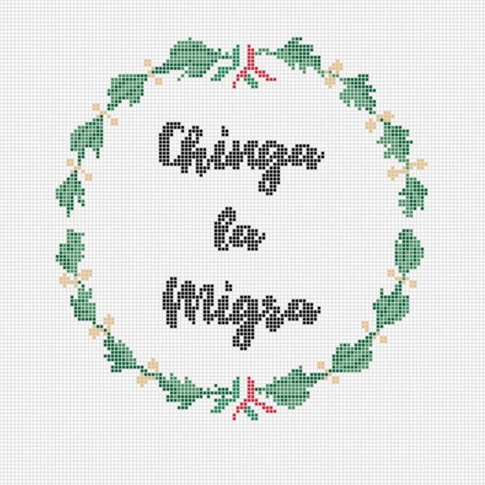 Chinga la Migra Wreath - Cross Stitch Pattern