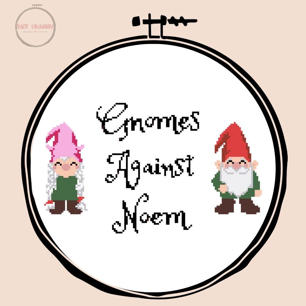 Gnomes Against Noem Cross Stitch Pattern