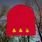 Embroidered Duck Duck Lame Duck Knit Beanie