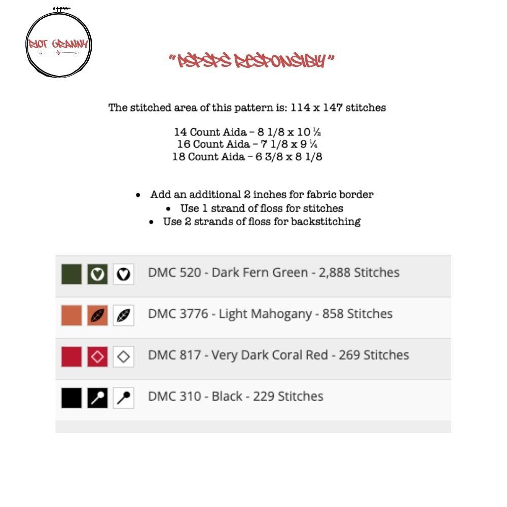 Pspspspsps Responsibly - Cross Stitch Pattern