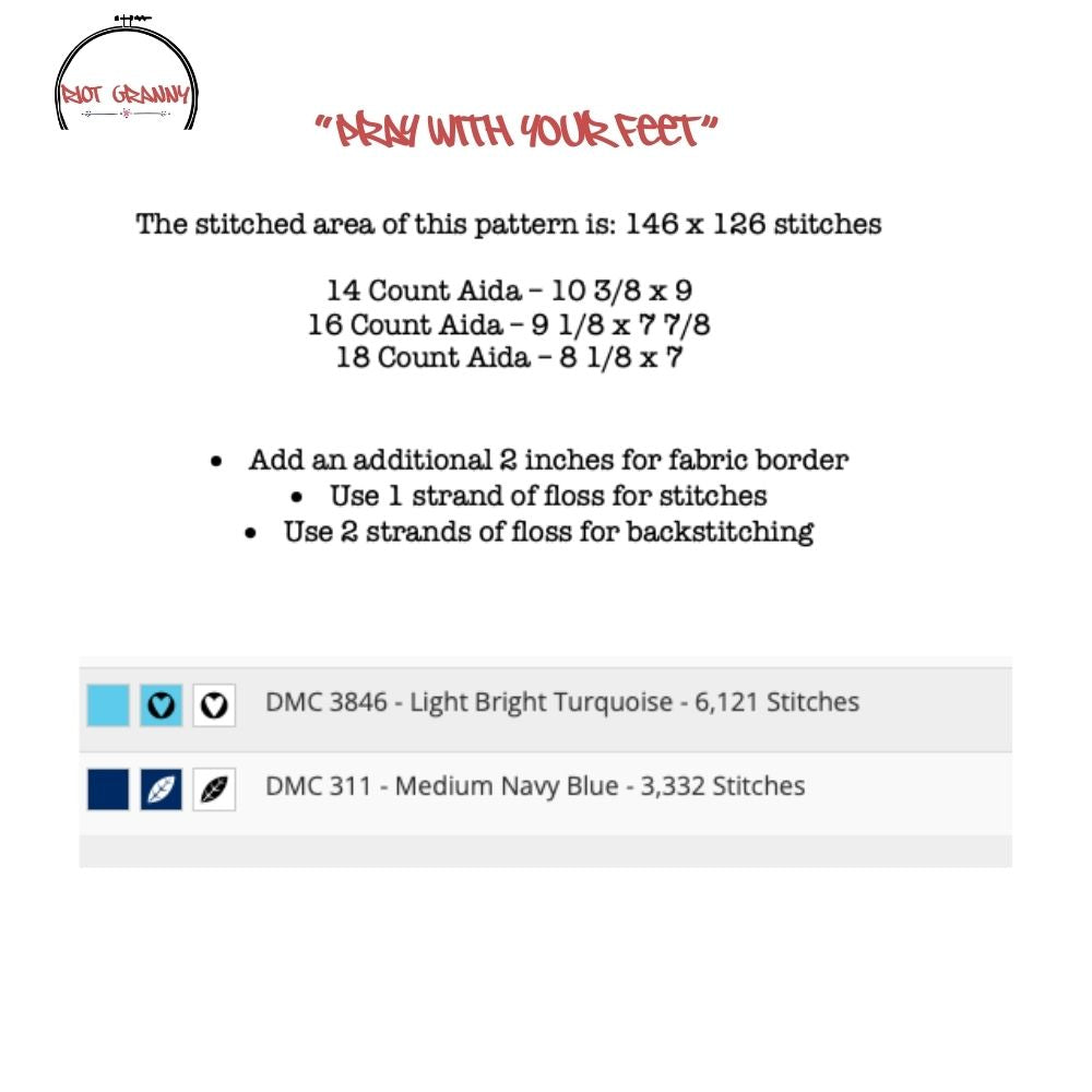 Pray With Your Feet - Cross Stitch Pattern