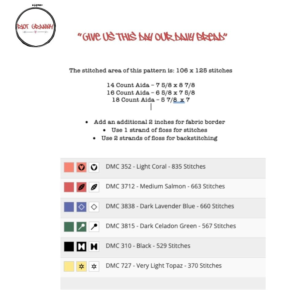 Give Us This Day Our Daily Meds - Cross Stitch Pattern