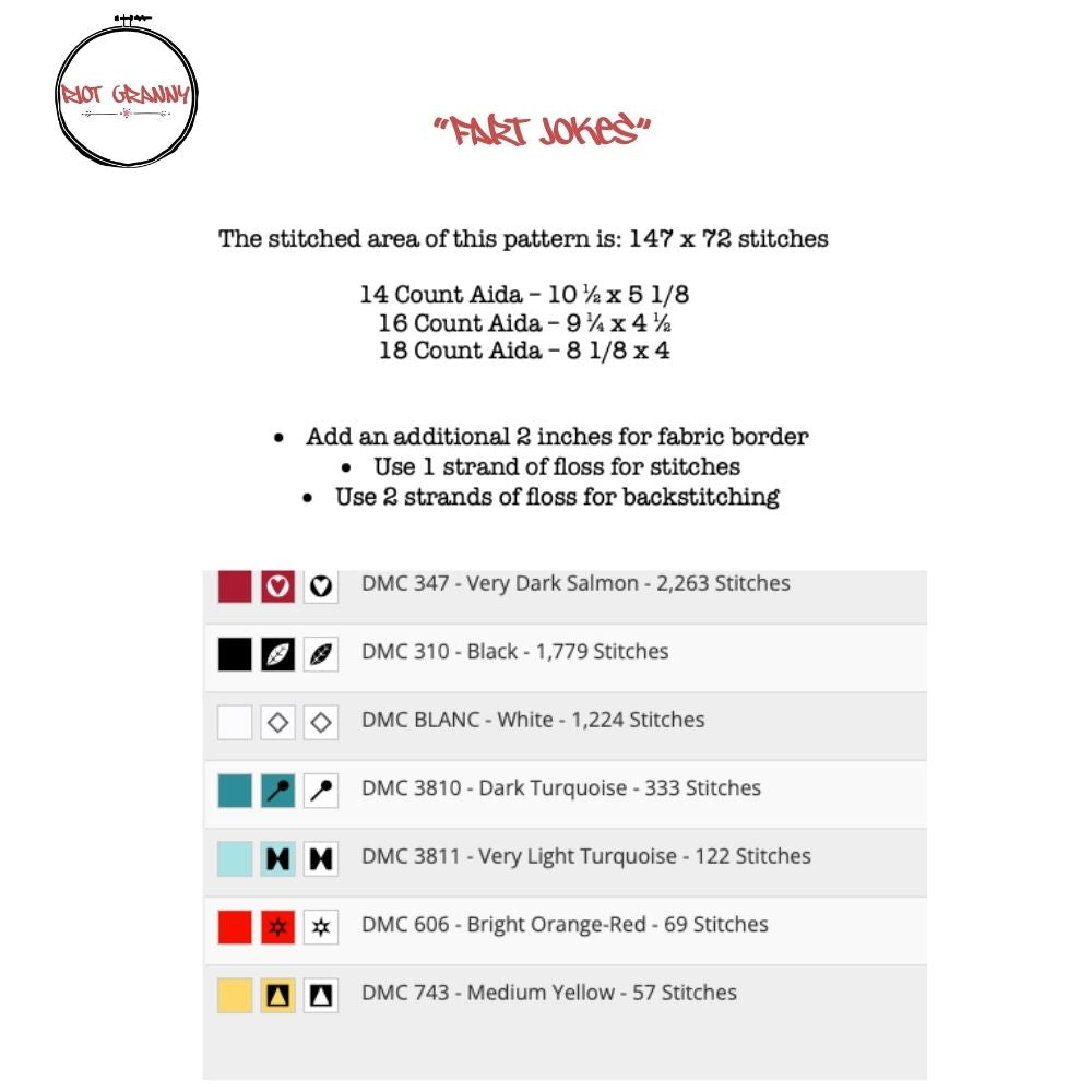 Fart Jokes - Cross Stitch Pattern