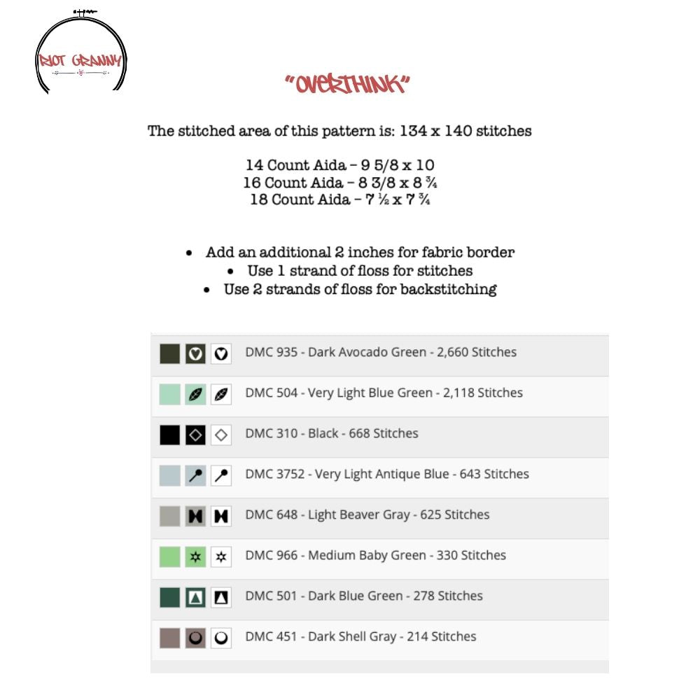 Let's Overthink the Good Stuff - Cross Stitch Pattern