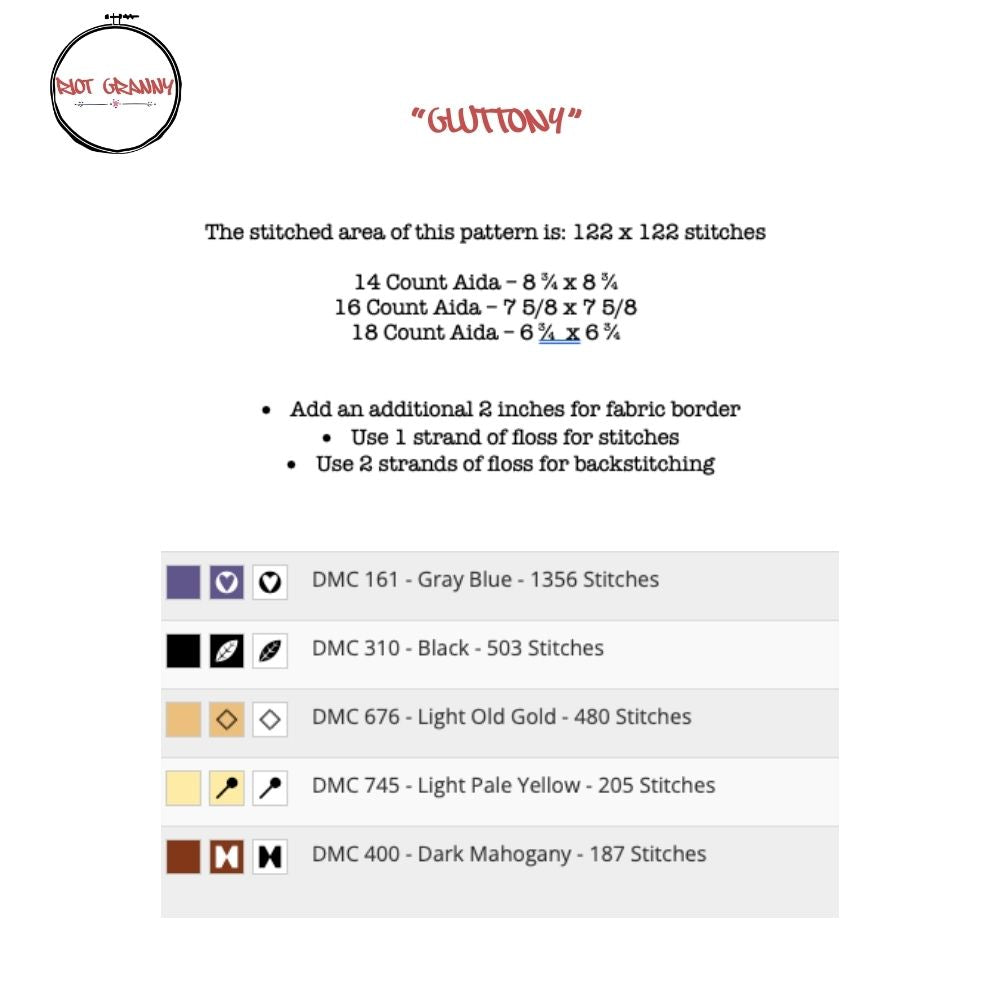 Gluttony - Cross Stitch Pattern