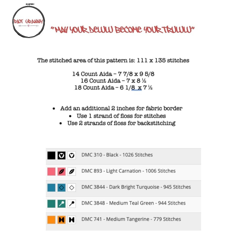 May Your Delulu's Become Trululu's - Cross Stitch Pattern