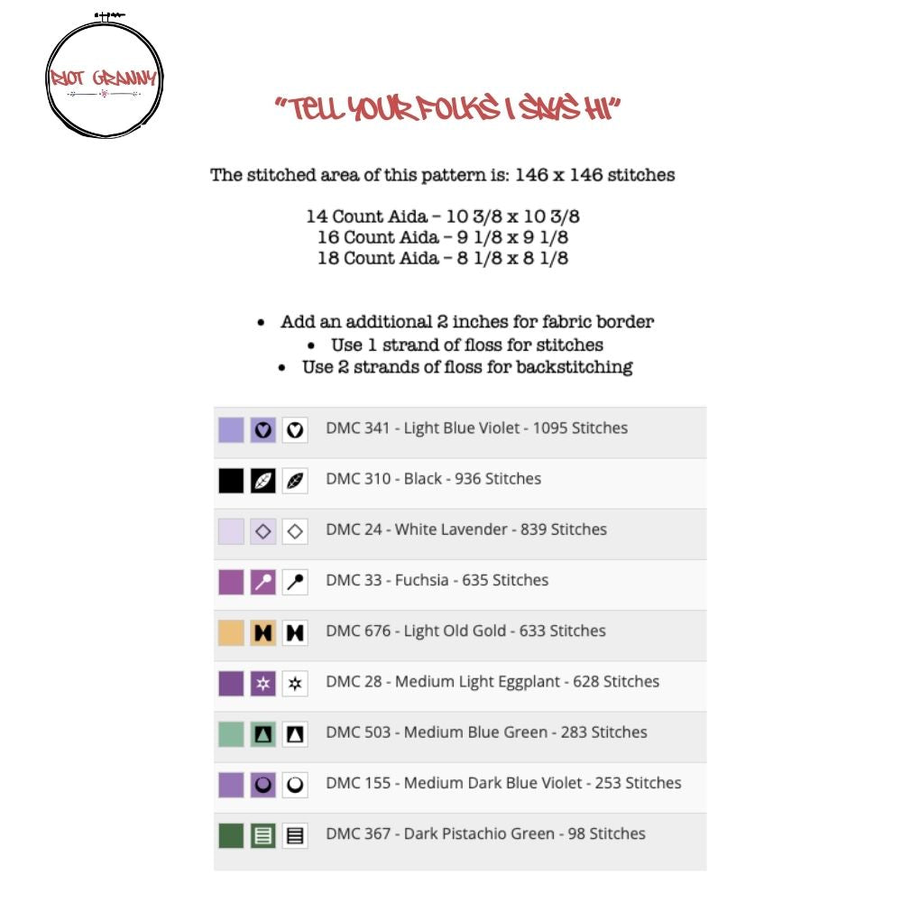 Tell Your Folks I Says Hi - Cross Stitch Pattern