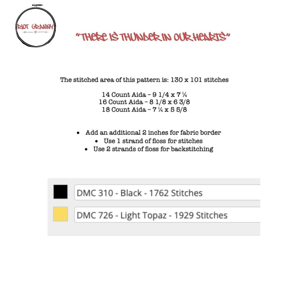 There is Thunder in Our Hearts - Cross Stitch Pattern