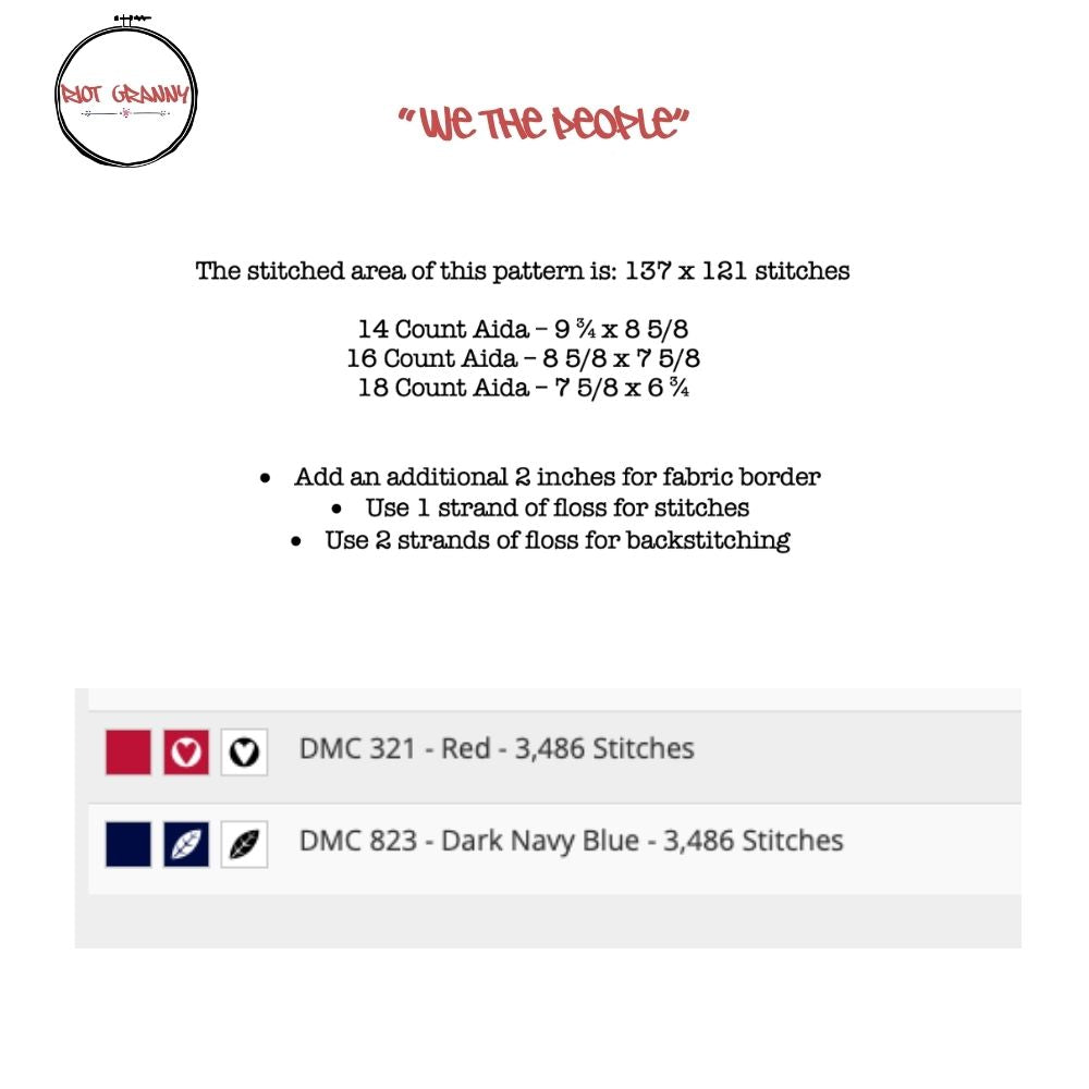 We The People - Cross Stitch Pattern
