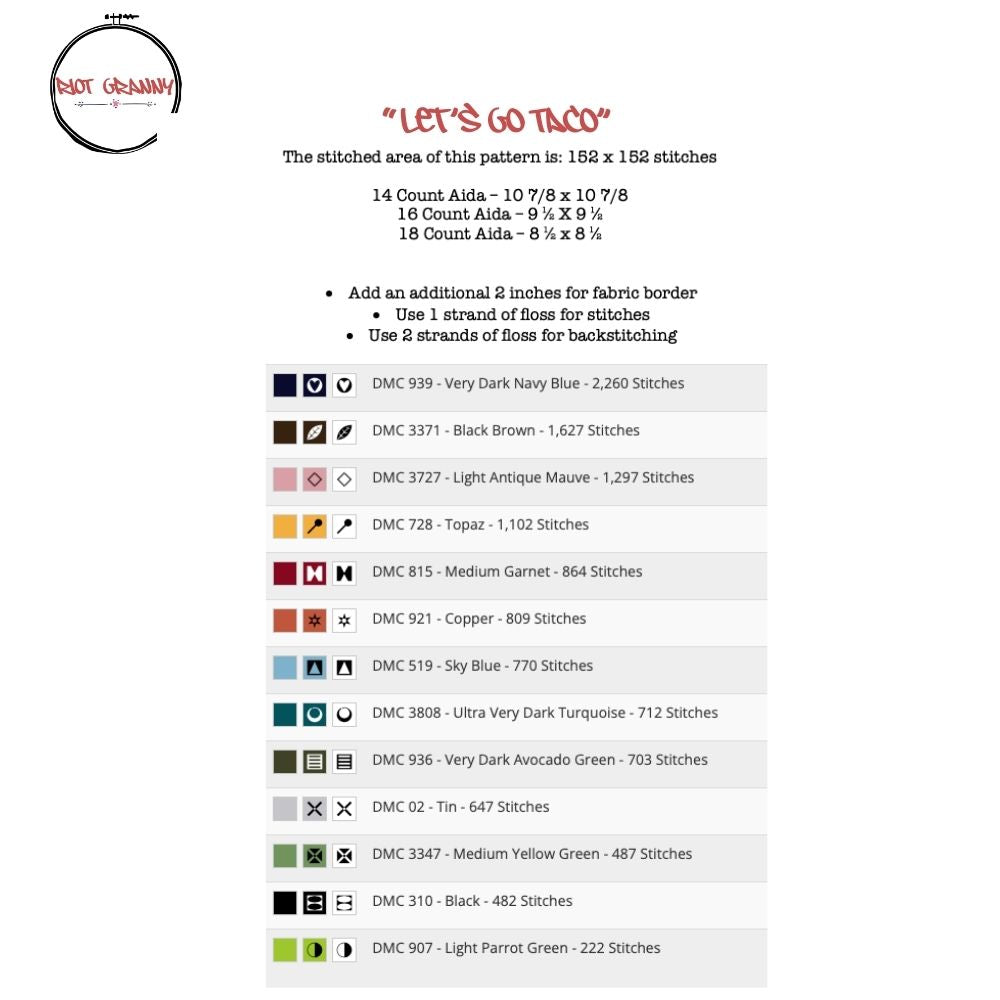 Let's Go Taco - Cross Stitch Pattern