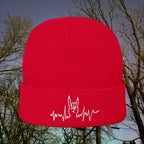 Embroidered Punk Heartbeat Knit Beanie