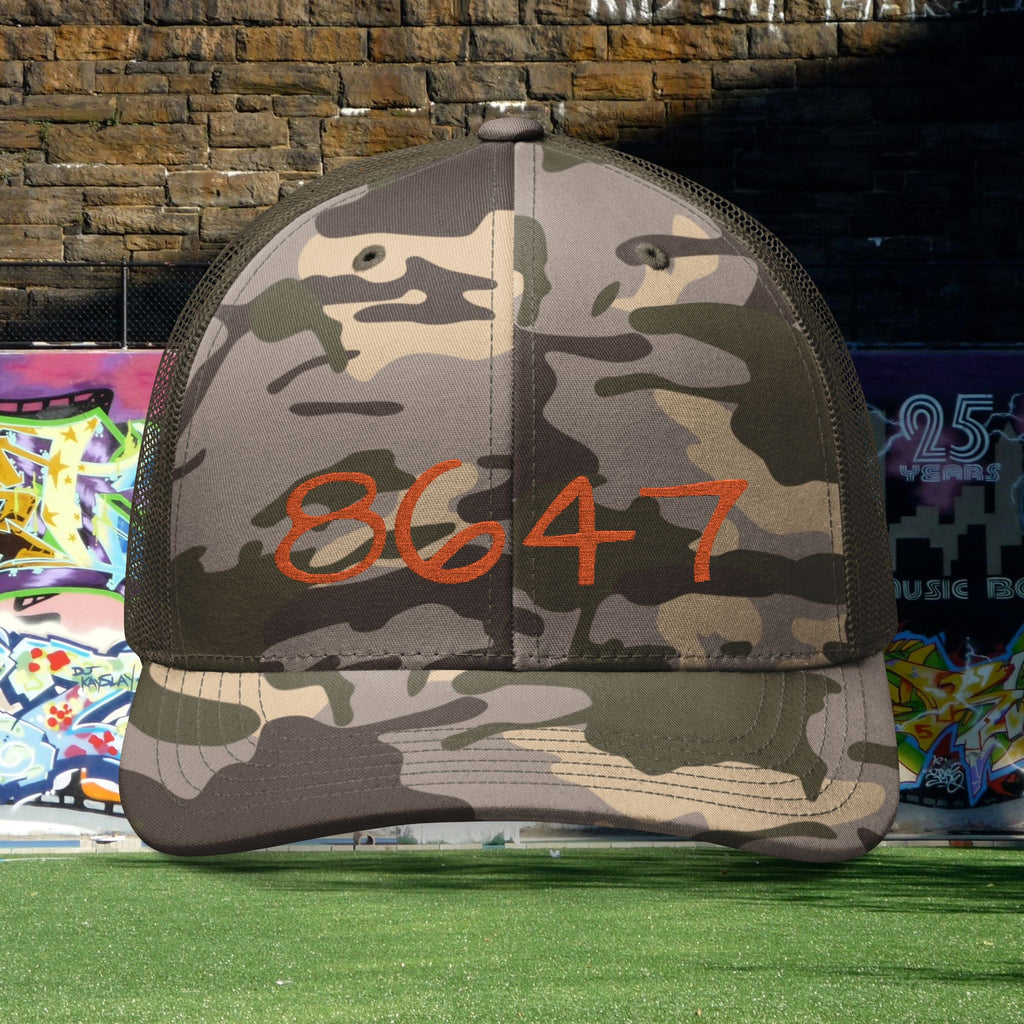 Embroidered 8647 Camo Trucker Hat