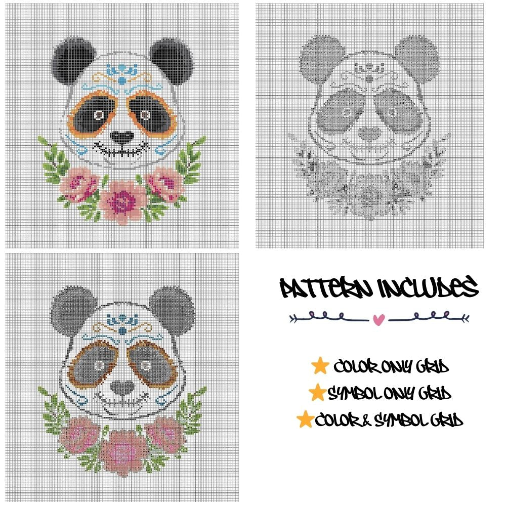 Catrina Panda - Cross Stitch Pattern