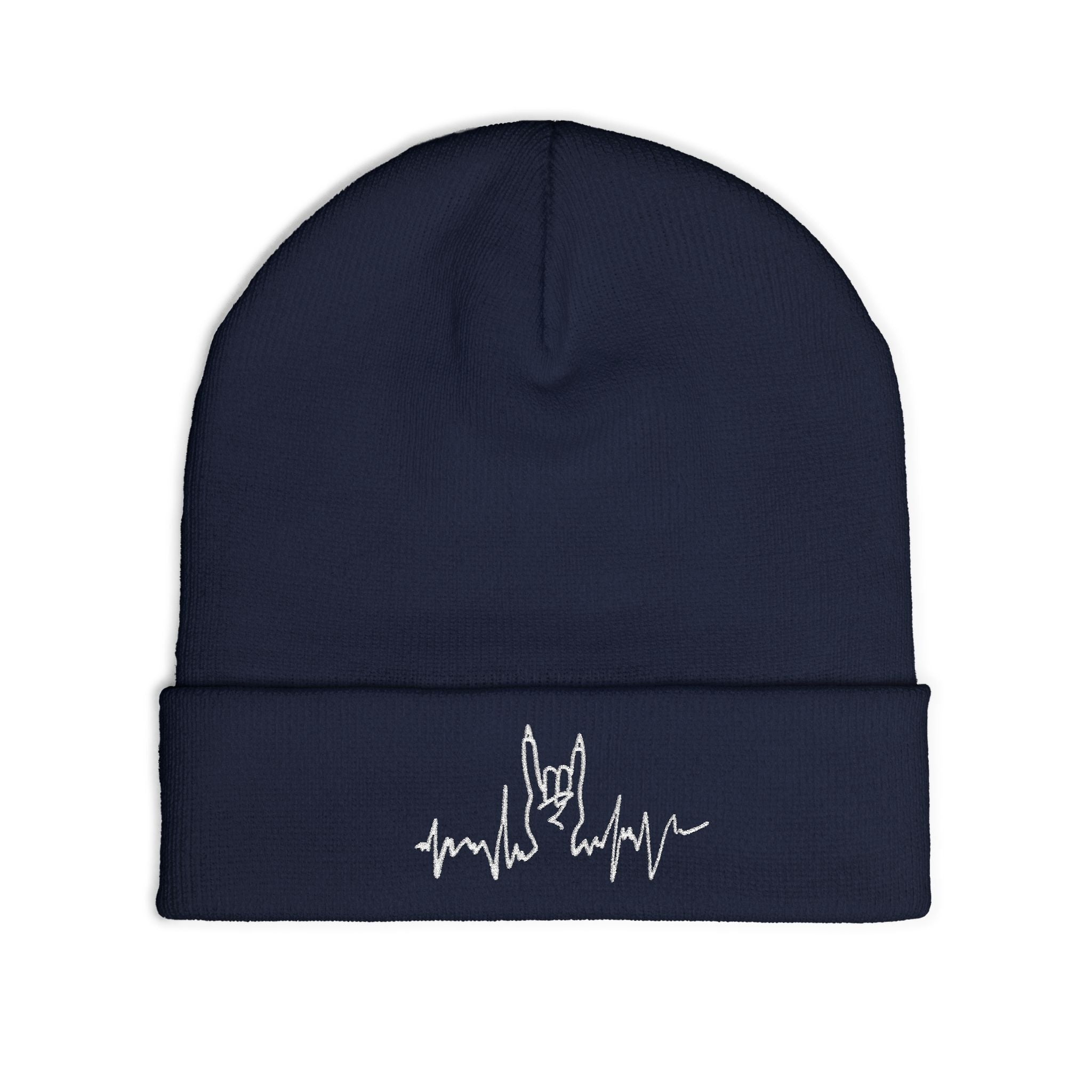 Embroidered Punk Heartbeat Knit Beanie