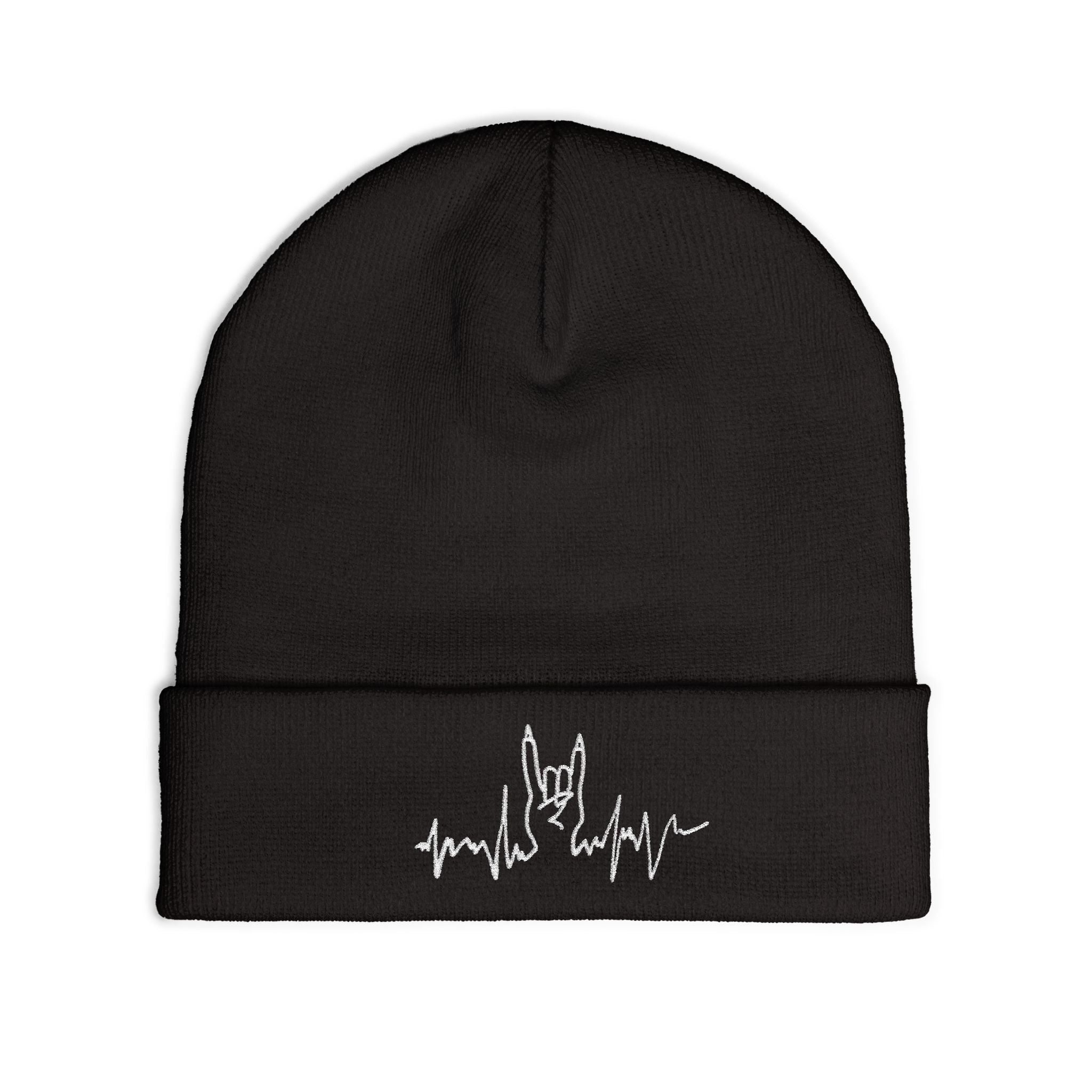Embroidered Punk Heartbeat Knit Beanie